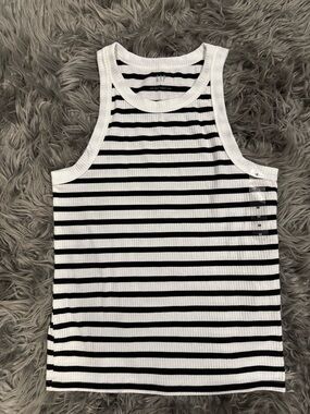 GAP Black & White Striped Ribbed Tank